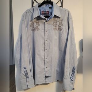 VTG ENGLISH LAUNDRY Elegant Arrogant English Embroidered Shirt Sz XXL Rockabilly